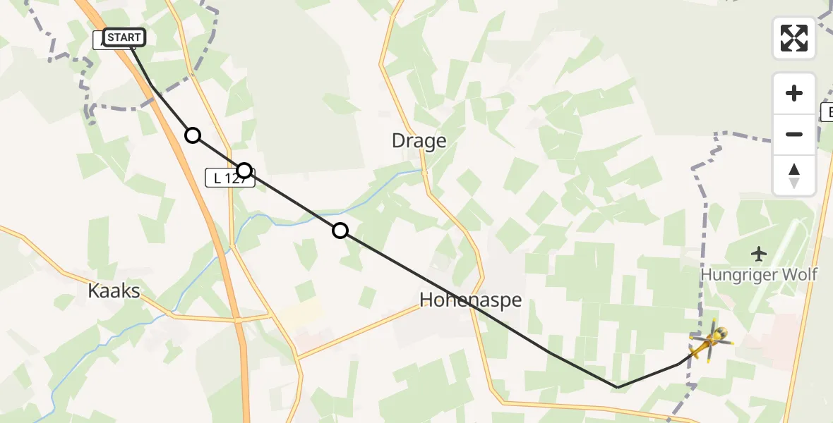 Flugroute Rettungshubschrauber Kaisborstel - Hohenlockstedt, 21 April 2026, 08:09
