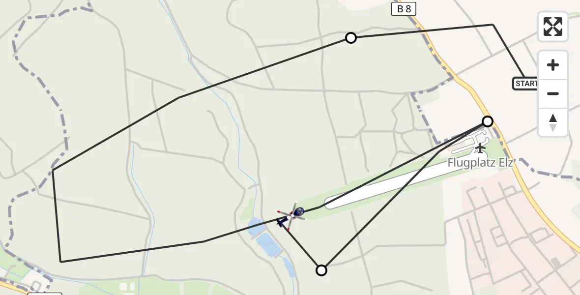 Flugroute Polizeihubschrauber Hadamar - Elz, 21 April 2026, 08:44
