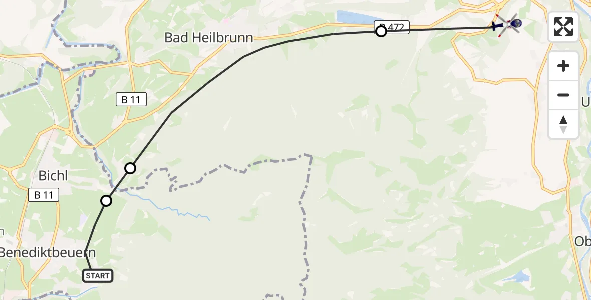 Flugroute Polizeihubschrauber Benediktbeuern - Wackersberg, 21 April 2026, 08:44