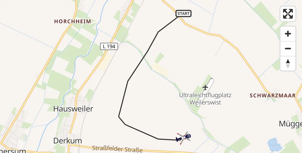 Flugroute Polizeihubschrauber Weilerswist - Weilerswist, 21 April 2026, 08:46