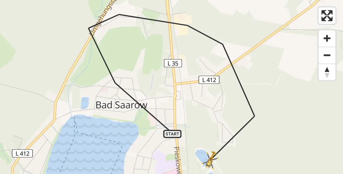 Flugroute Rettungshubschrauber Bad Saarow - Bad Saarow, 21 April 2026, 08:49