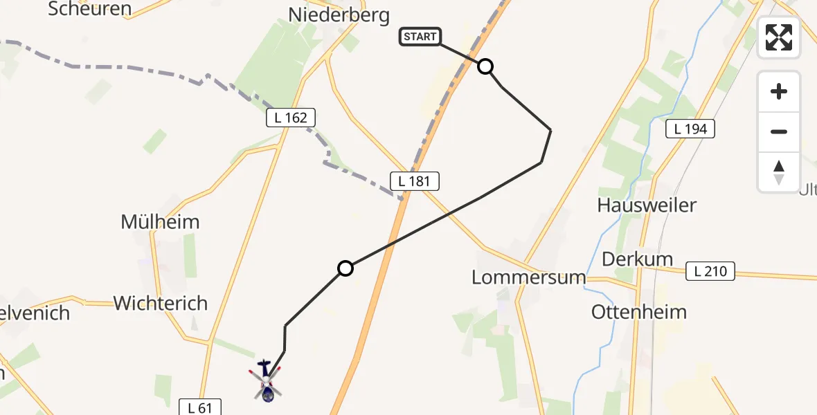 Flugroute Polizeihubschrauber Erftstadt - Zülpich, 21 April 2026, 09:03