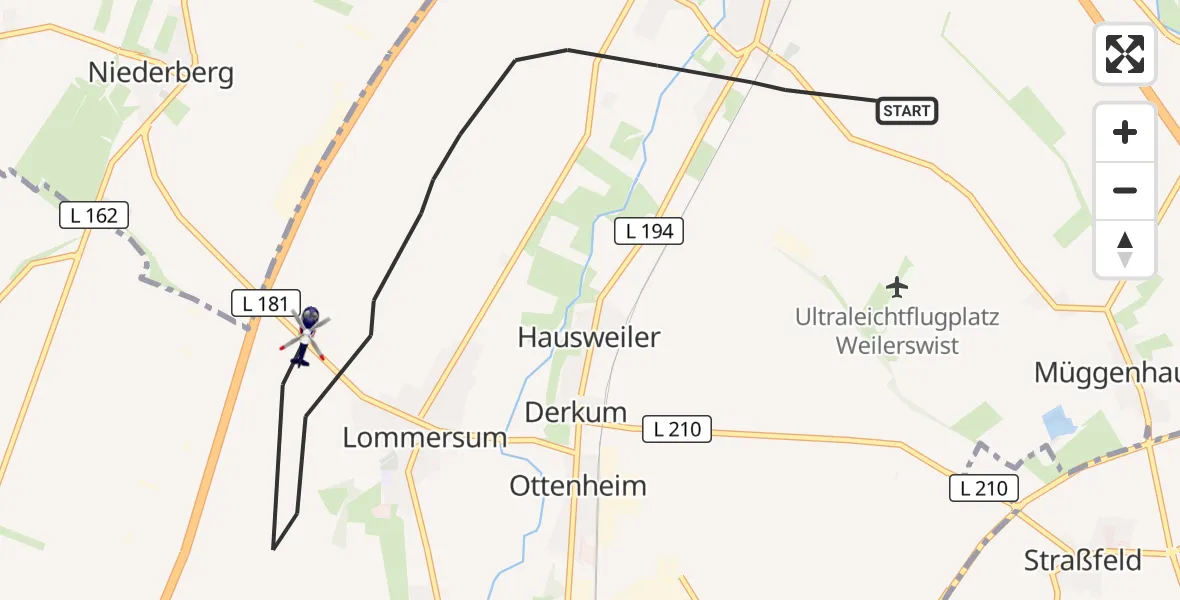 Flugroute Polizeihubschrauber Weilerswist - Weilerswist, 21 April 2026, 09:04