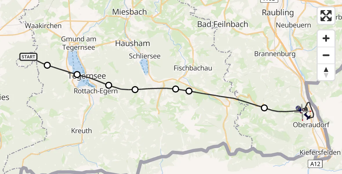 Flugroute Polizeihubschrauber Waakirchen - Oberaudorf, 21 April 2026, 09:13