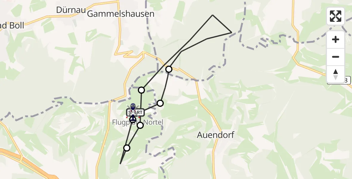 Flugroute Polizeihubschrauber Gruibingen-Nortel Flugplatz - Gruibingen-Nortel Flugplatz, 21 April 2026, 09:15