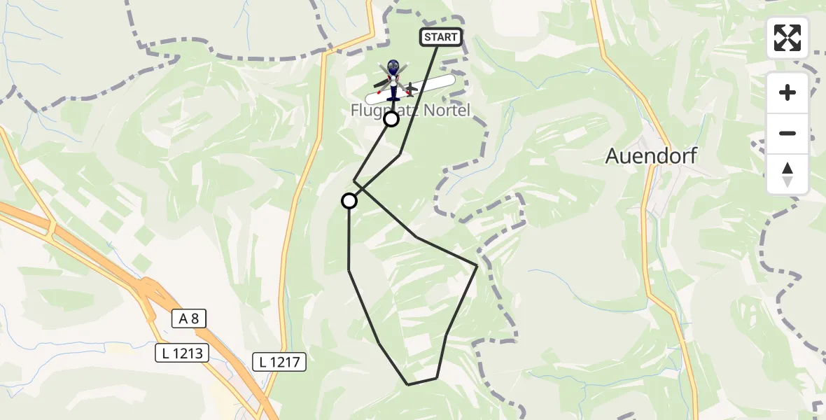 Flugroute Polizeihubschrauber Gruibingen-Nortel Flugplatz - Gruibingen-Nortel Flugplatz, 21 April 2026, 09:27