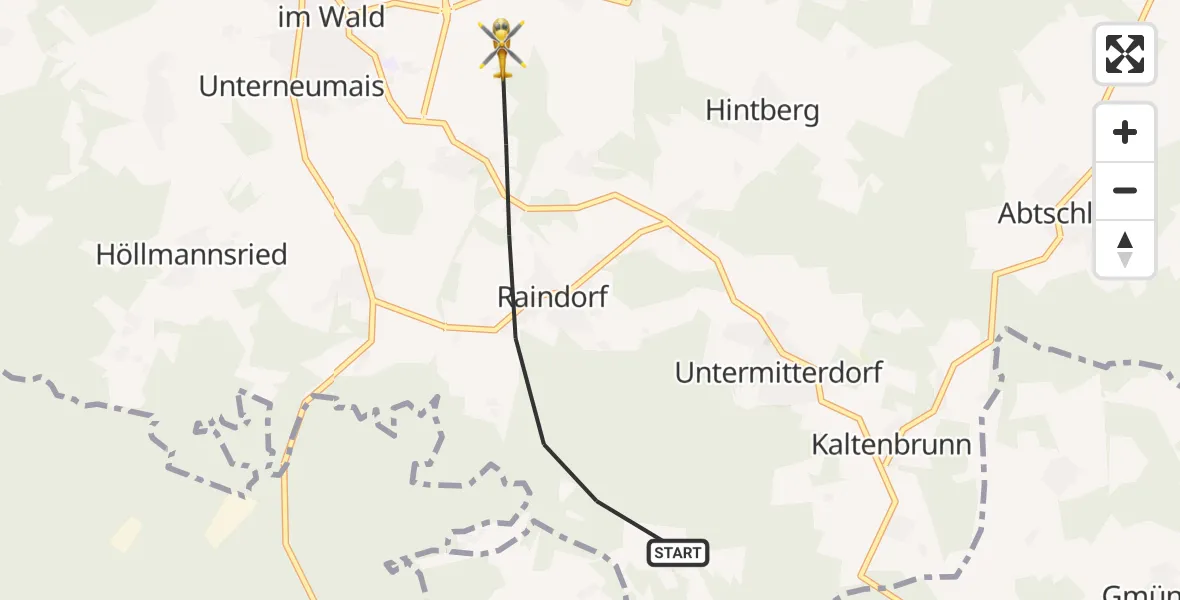 Flugroute Rettungshubschrauber Kirchberg i.Wald - Kirchberg i.Wald, 21 April 2026, 09:35