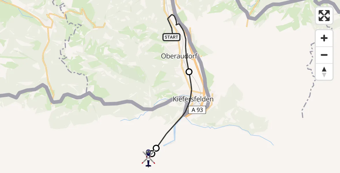 Flugroute Polizeihubschrauber Oberaudorf - Langkampfen - Au Heliport, 21 April 2026, 09:41