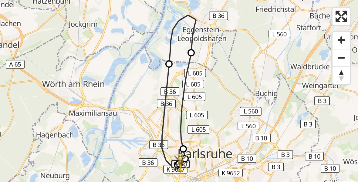 Flugroute Rettungshubschrauber Sankt Vincentius Hospital - Sankt Vincentius Hospital, 21 April 2026, 09:41