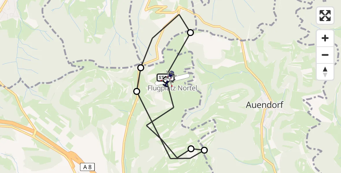 Flugroute Polizeihubschrauber Gruibingen-Nortel Flugplatz - Gruibingen-Nortel Flugplatz, 21 April 2026, 09:42