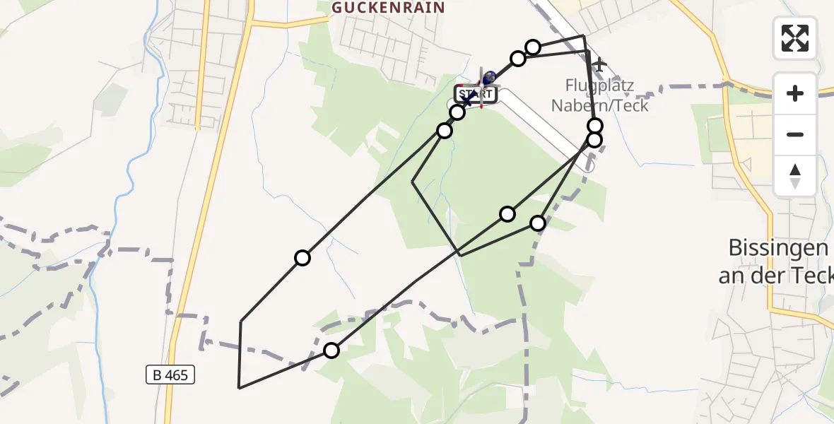 Flugroute Polizeihubschrauber Teck Gleitflugfeld - Teck Gleitflugfeld, 21 April 2026, 09:42