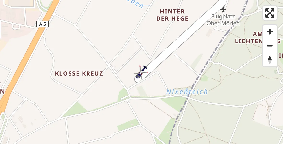 Flugroute Polizeihubschrauber Ober-Mörlen Flugplatz - Ober-Mörlen Flugplatz, 21 April 2026, 09:52