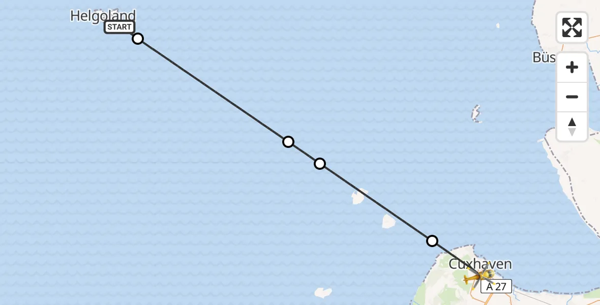 Flugroute Rettungshubschrauber North Sea - Cuxhaven, 21 April 2026, 09:56