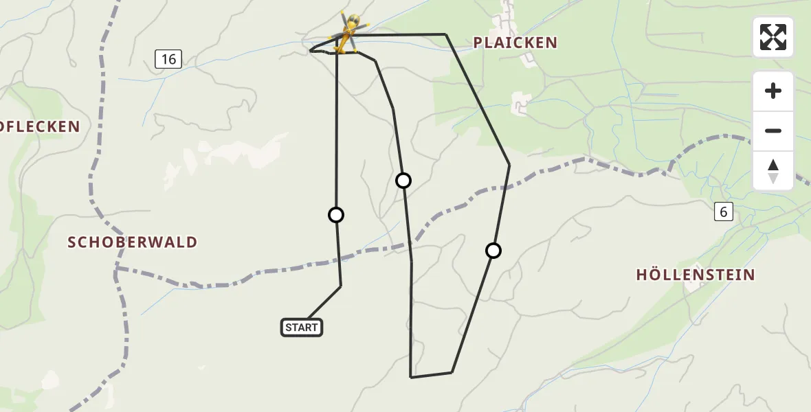 Flugroute Rettungshubschrauber Eschenlohe - Schwaigen, 21 April 2026, 09:59