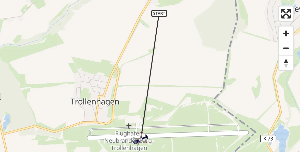 Flugroute Polizeihubschrauber Trollenhagen - Neubrandenburg Trollenhagen Flughafen, 21 April 2026, 10:00