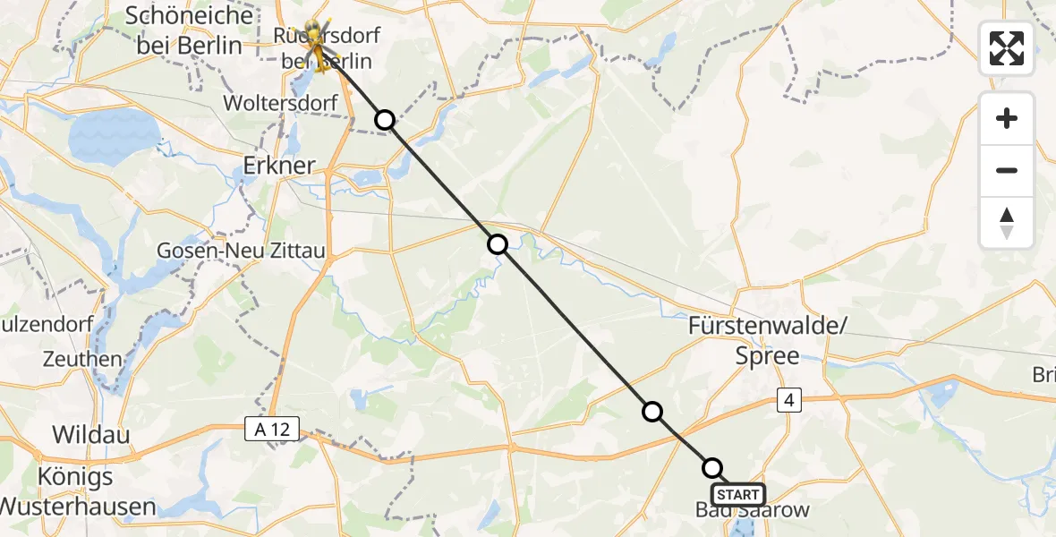 Flugroute Rettungshubschrauber Bad Saarow - Rüdersdorf bei Berlin, 21 April 2026, 10:03