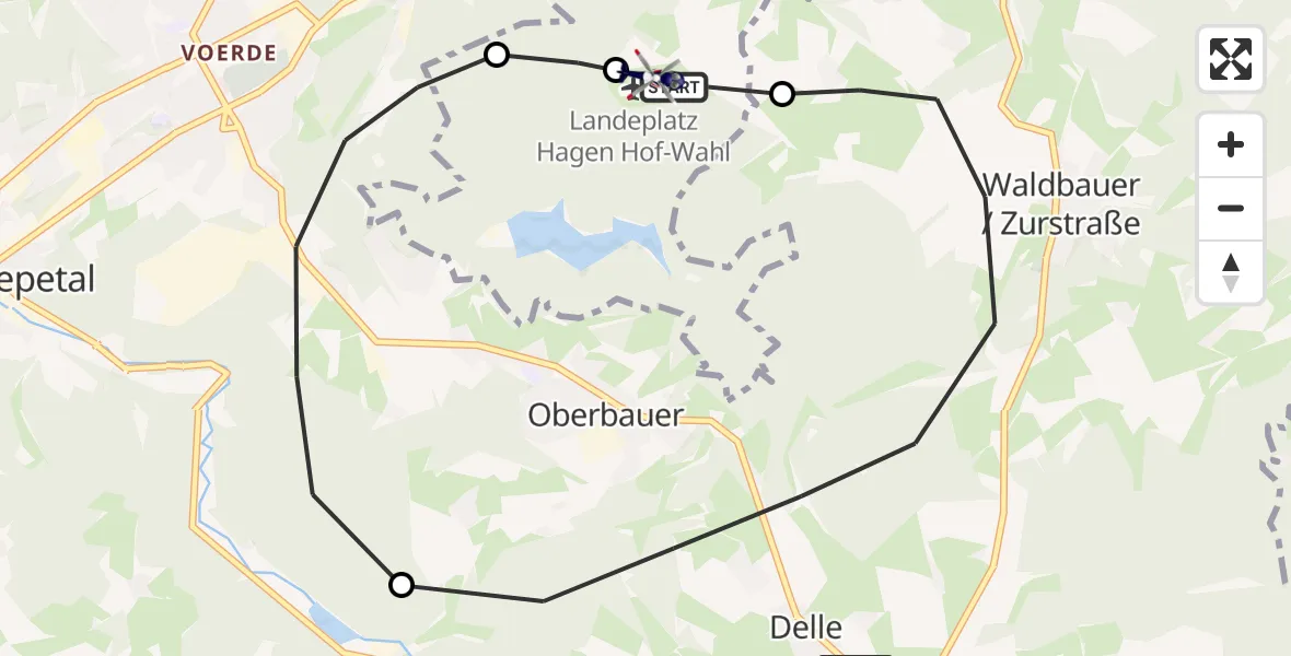 Flugroute Polizeihubschrauber Hagen-Hof-Wahl Flugplatz - Hagen-Hof-Wahl Flugplatz, 21 April 2026, 10:23