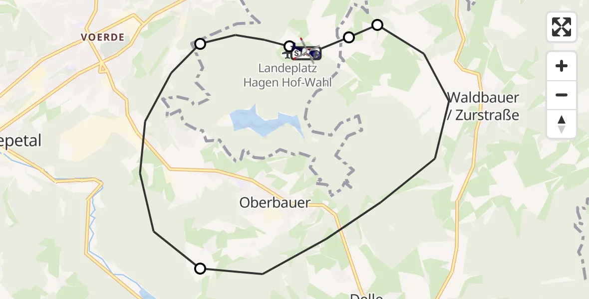 Flugroute Polizeihubschrauber Hagen-Hof-Wahl Flugplatz - Hagen-Hof-Wahl Flugplatz, 21 April 2026, 10:43