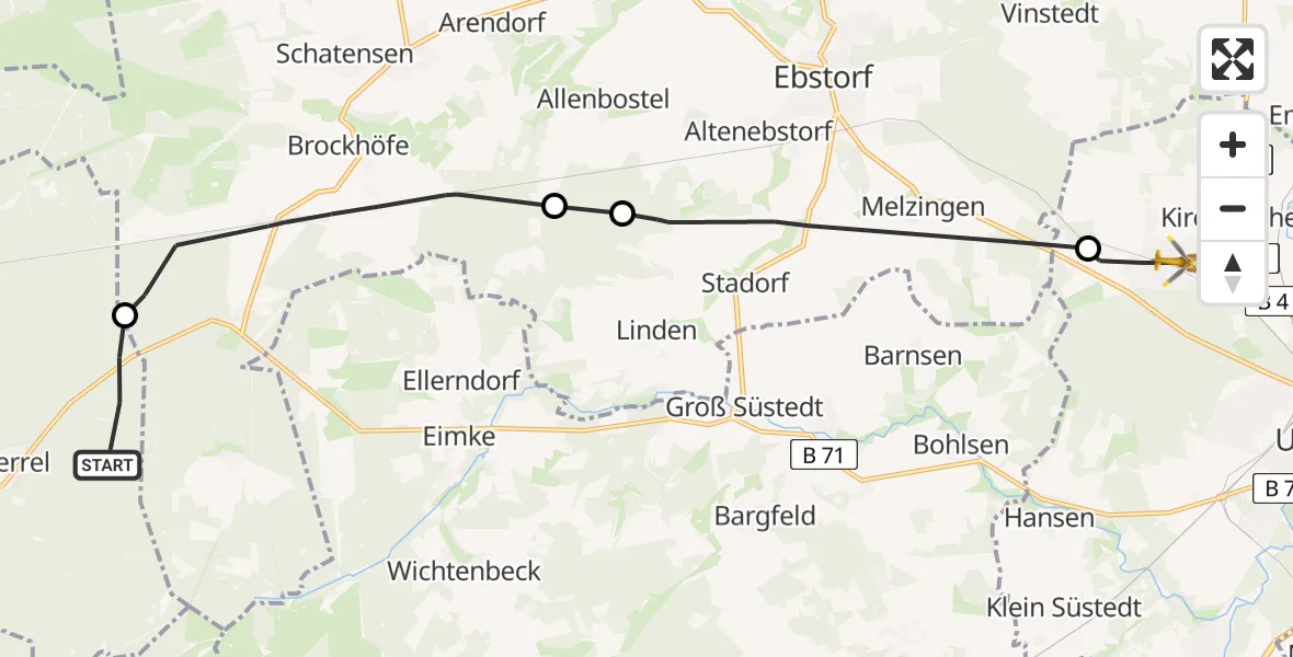 Flugroute Rettungshubschrauber Munster - Uelzen, 21 April 2026, 10:46