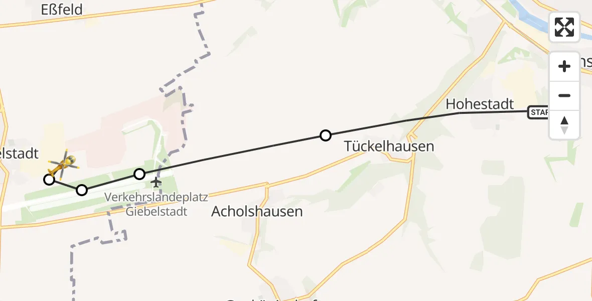 Flugroute Rettungshubschrauber Ochsenfurt - Giebelstadt, 21 April 2026, 10:55