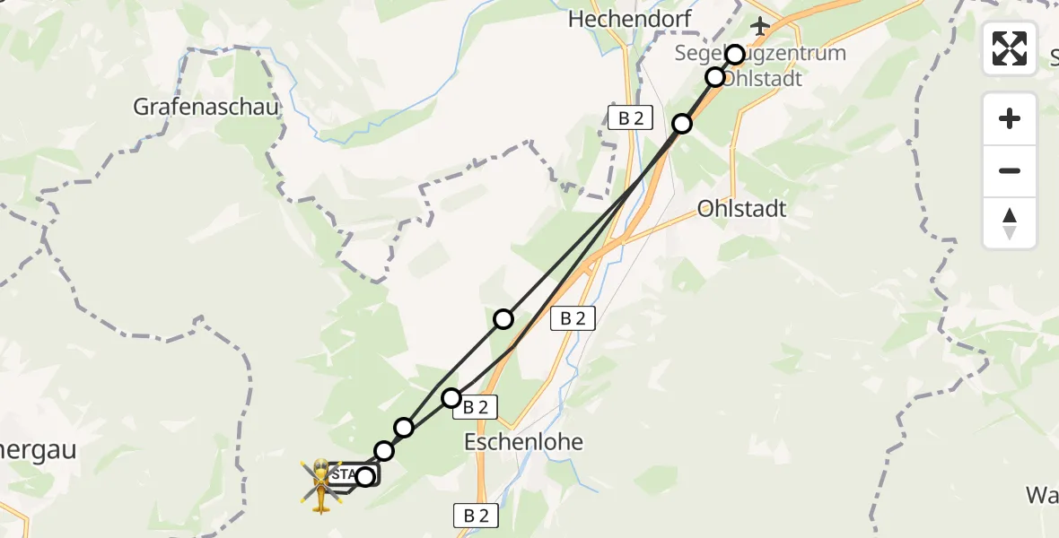 Flugroute Rettungshubschrauber Eschenlohe - Eschenlohe, 21 April 2026, 10:56