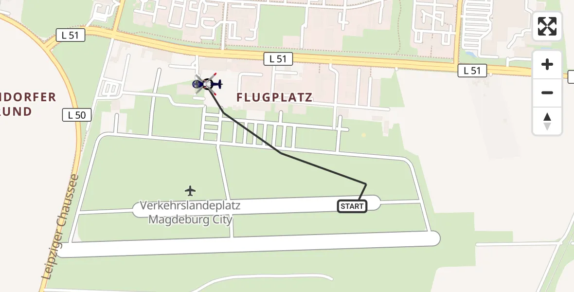 Flugroute Polizeihubschrauber Magdeburg City Flugplatz - Magdeburg, 21 April 2026, 11:05