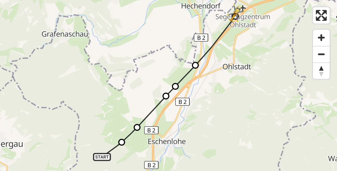 Flugroute Rettungshubschrauber Eschenlohe - Ohlstadt Flugplatz, 21 April 2026, 11:07