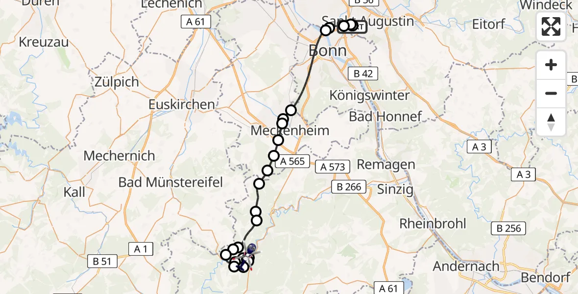 Flugroute Polizeihubschrauber Sankt Augustin - Insul, 21 April 2026, 11:10