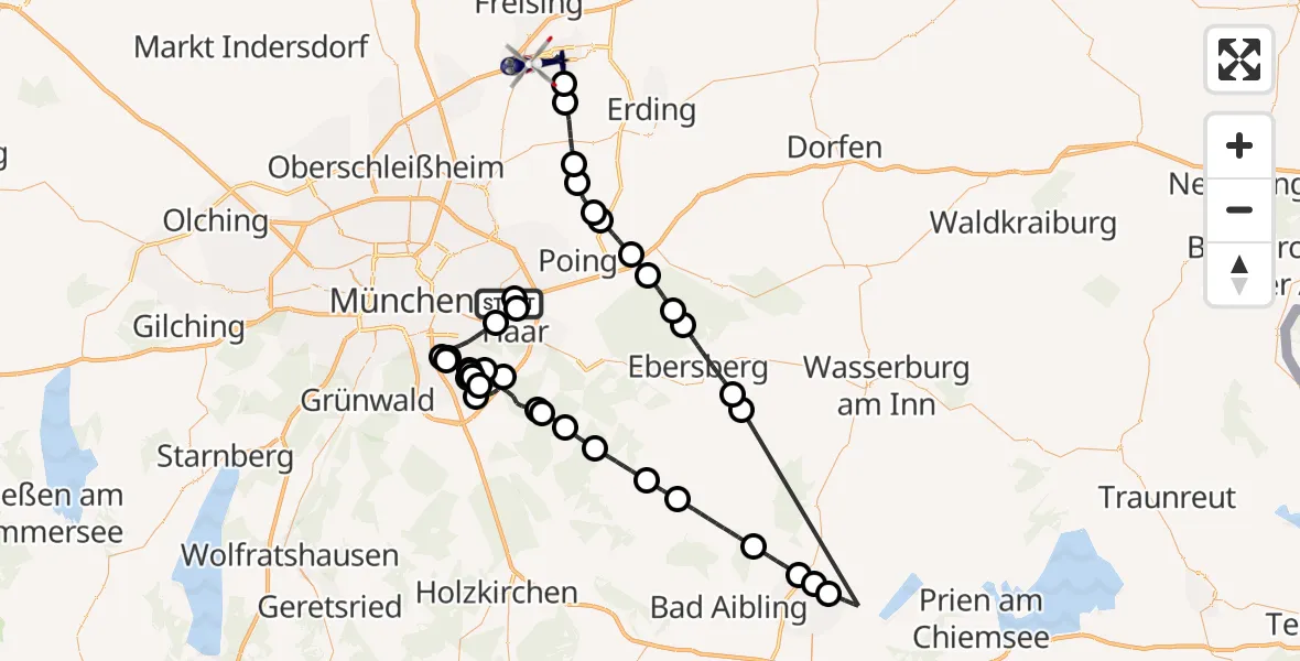 Flugroute Polizeihubschrauber München - München Flughafen, 21 April 2026, 11:35