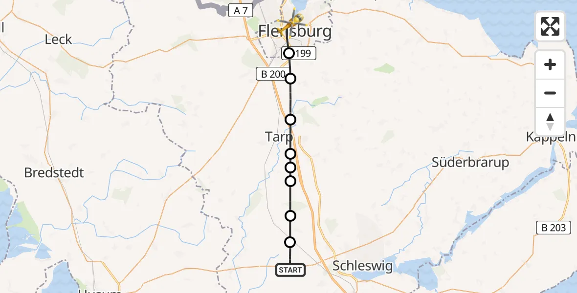Flugroute Rettungshubschrauber Schuby - Flensburg, 21 April 2026, 11:38