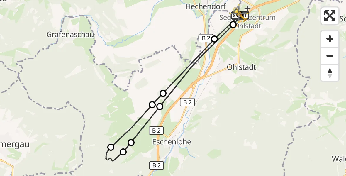 Flugroute Rettungshubschrauber Ohlstadt Flugplatz - Ohlstadt Flugplatz, 21 April 2026, 11:56