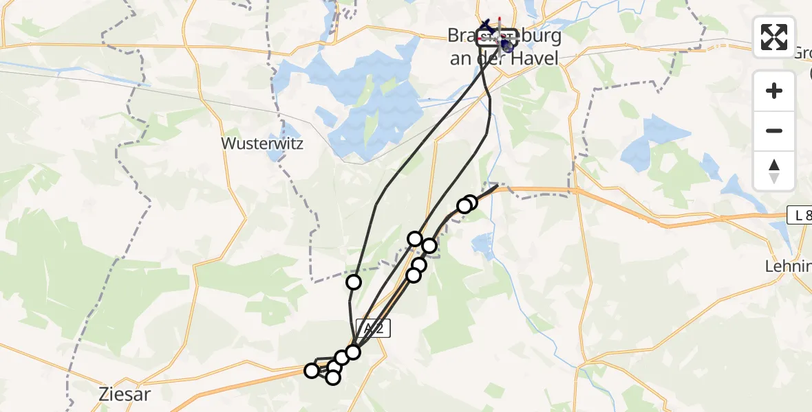 Flugroute Polizeihubschrauber Brandenburg an der Havel - Brandenburg an der Havel, 21 April 2026, 11:56