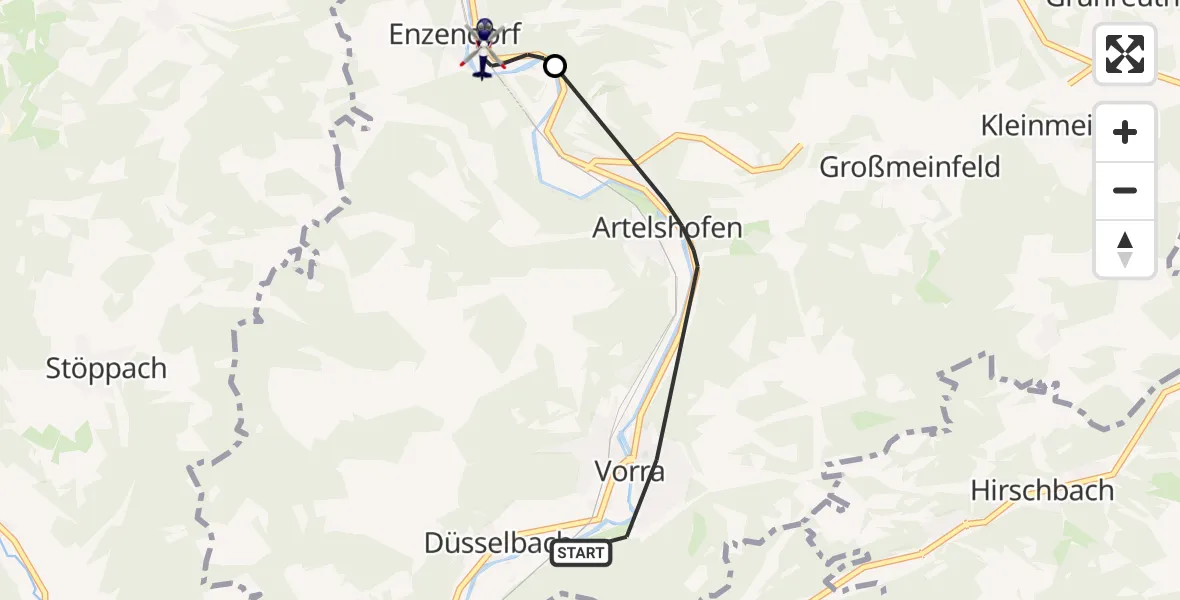 Flugroute Polizeihubschrauber Vorra - Hartenstein, 21 April 2026, 12:03