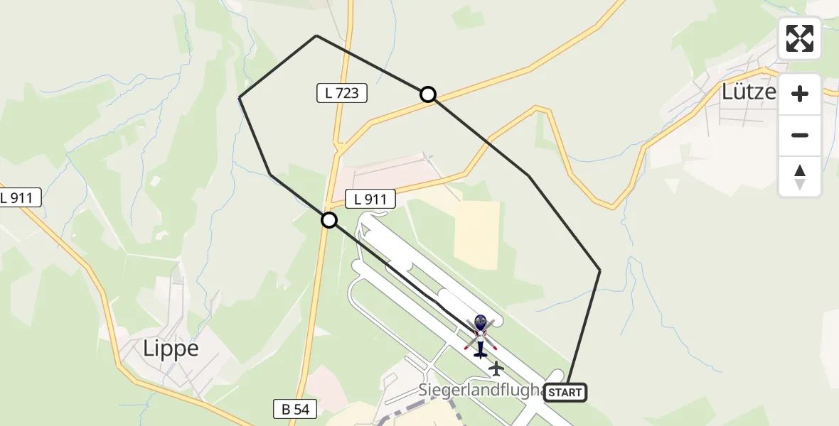 Flugroute Polizeihubschrauber Siegerland Flughafen - Siegerland Flughafen, 21 April 2026, 12:14