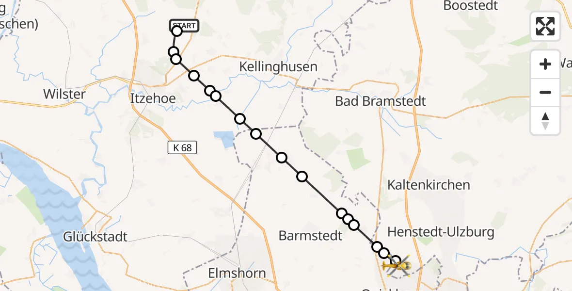 Flugroute Rettungshubschrauber Hohenlockstedt - Ellerau, 21 April 2026, 12:14