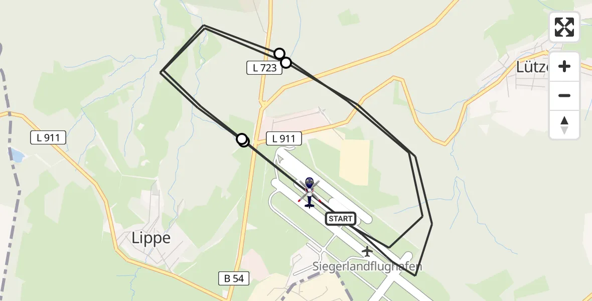 Flugroute Polizeihubschrauber Siegerland Flughafen - Siegerland Flughafen, 21 April 2026, 12:26