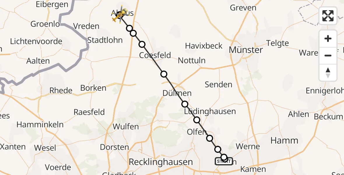 Flugroute Rettungshubschrauber Sankt Marien Hospital - Sankt Marien Hospital Ahaus, 21 April 2026, 12:53