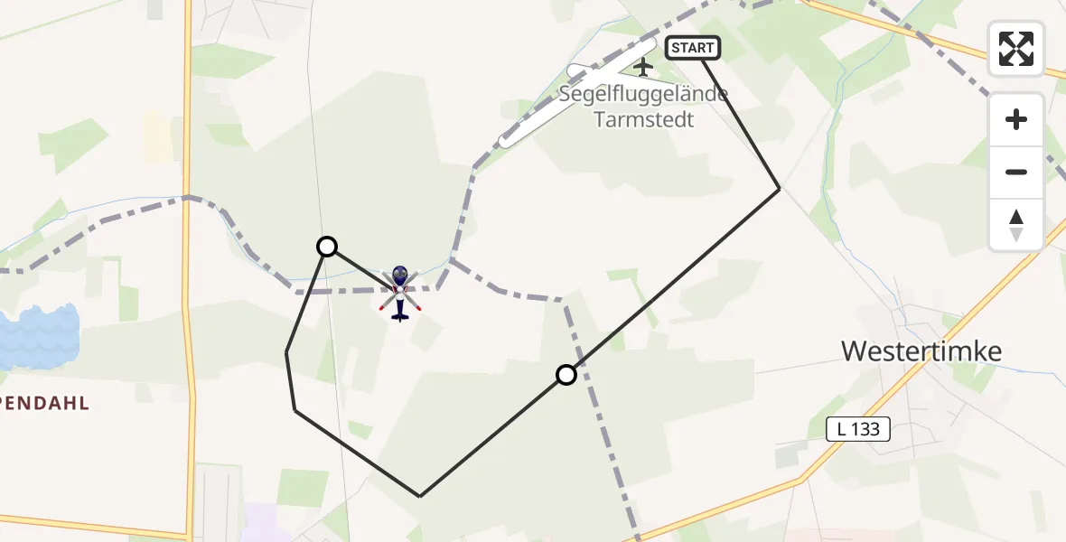 Flugroute Polizeihubschrauber Westertimke - Tarmstedt, 21 April 2026, 13:01