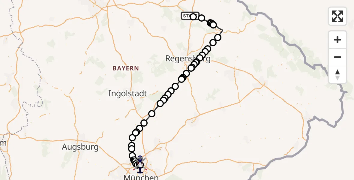 Flugroute Polizeihubschrauber Schwandorf - Oberschleißheim, 21 April 2026, 13:04