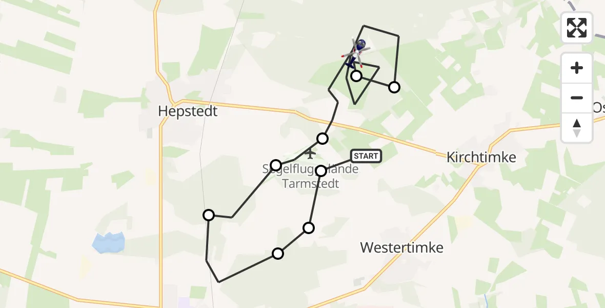 Flugroute Polizeihubschrauber Westertimke - Hepstedt, 21 April 2026, 13:06