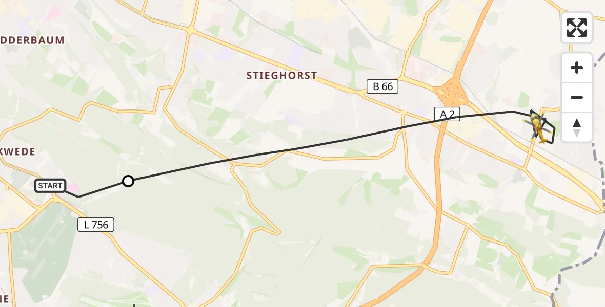 Flugroute Rettungshubschrauber Luftrettungszentrum Bielefeld - Bielefeld, 21 April 2026, 13:40