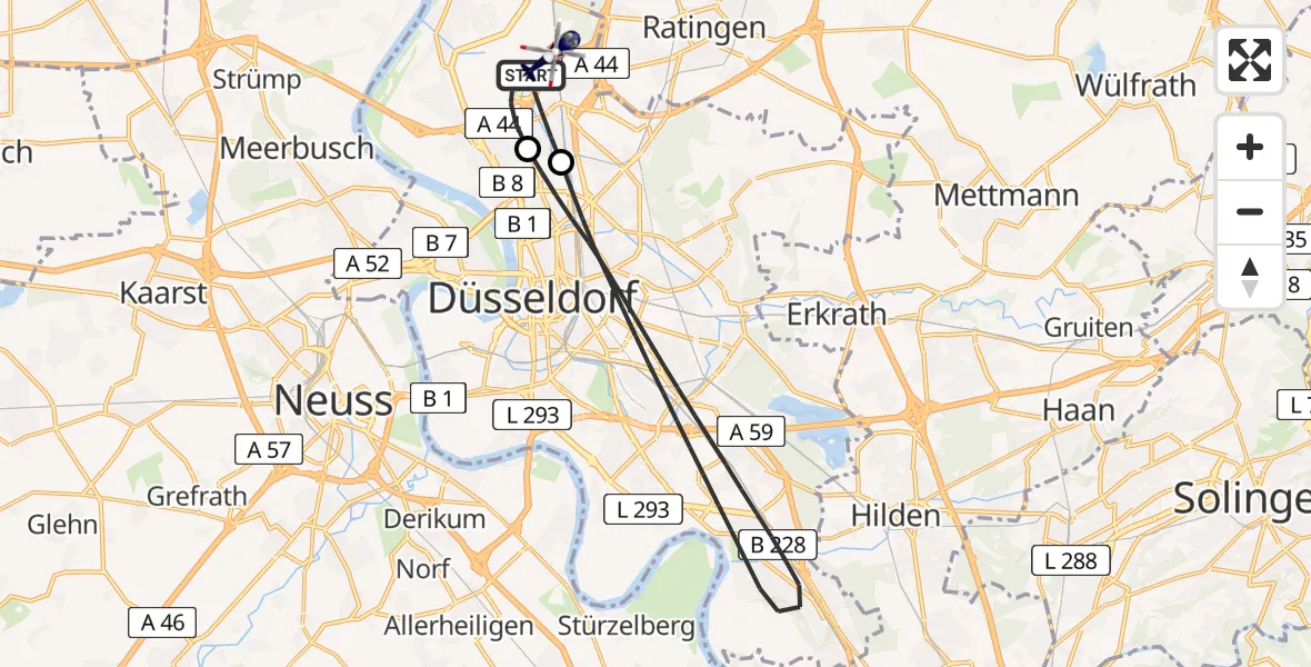 Flugroute Polizeihubschrauber Düsseldorf Flughafen - Düsseldorf Flughafen, 21 April 2026, 14:18
