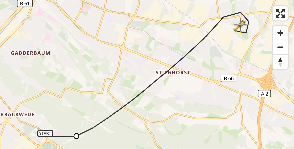 Flugroute Rettungshubschrauber Luftrettungszentrum Bielefeld - Bielefeld, 21 April 2026, 14:58