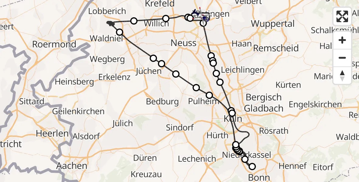 Flugroute Polizeihubschrauber Düsseldorf Flughafen - Düsseldorf Flughafen, 21 April 2026, 15:45