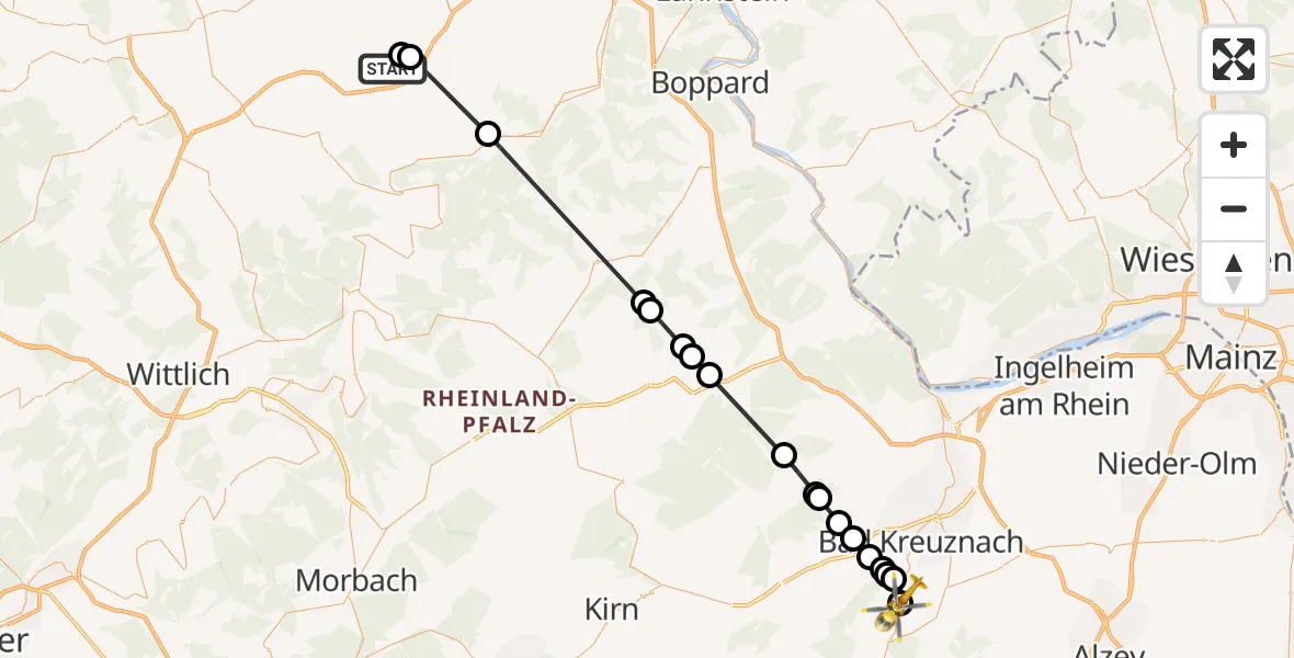 Flugroute Ambulanzhubschrauber Eulgem - Altenbamberg, 21 April 2026, 15:57