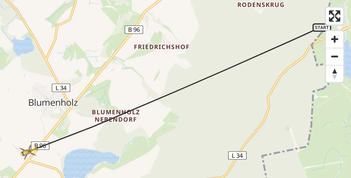 Flugroute Rettungshubschrauber Blumenholz - Blumenholz, 21 April 2026, 16:20