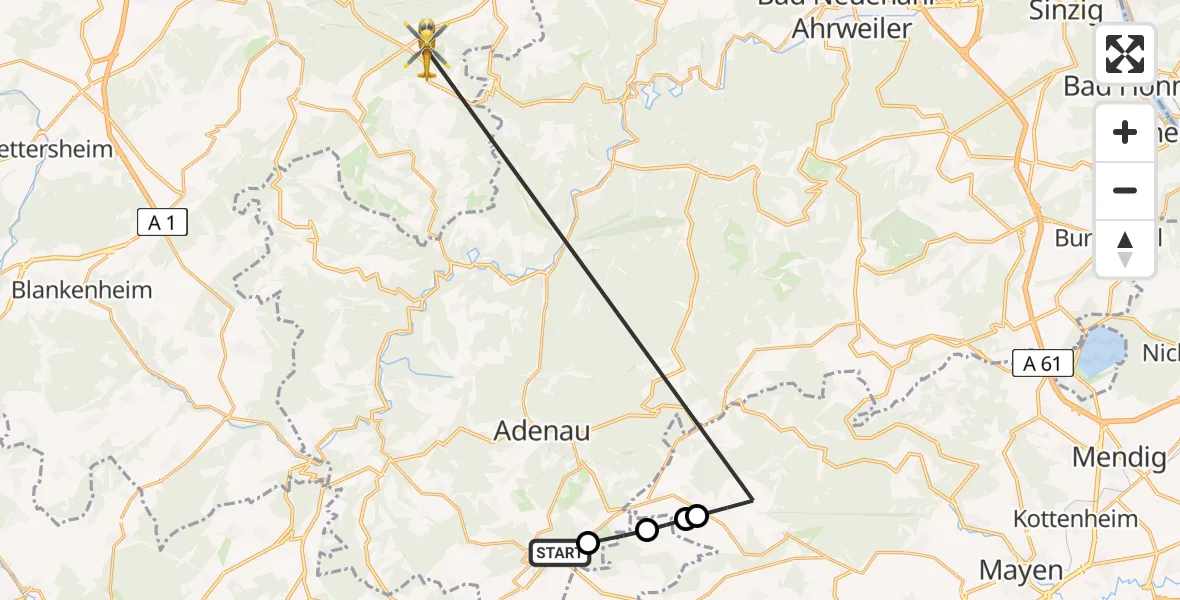 Flugroute Ambulanzhubschrauber Nürburg - Bad Münstereifel, 21 April 2026, 18:24