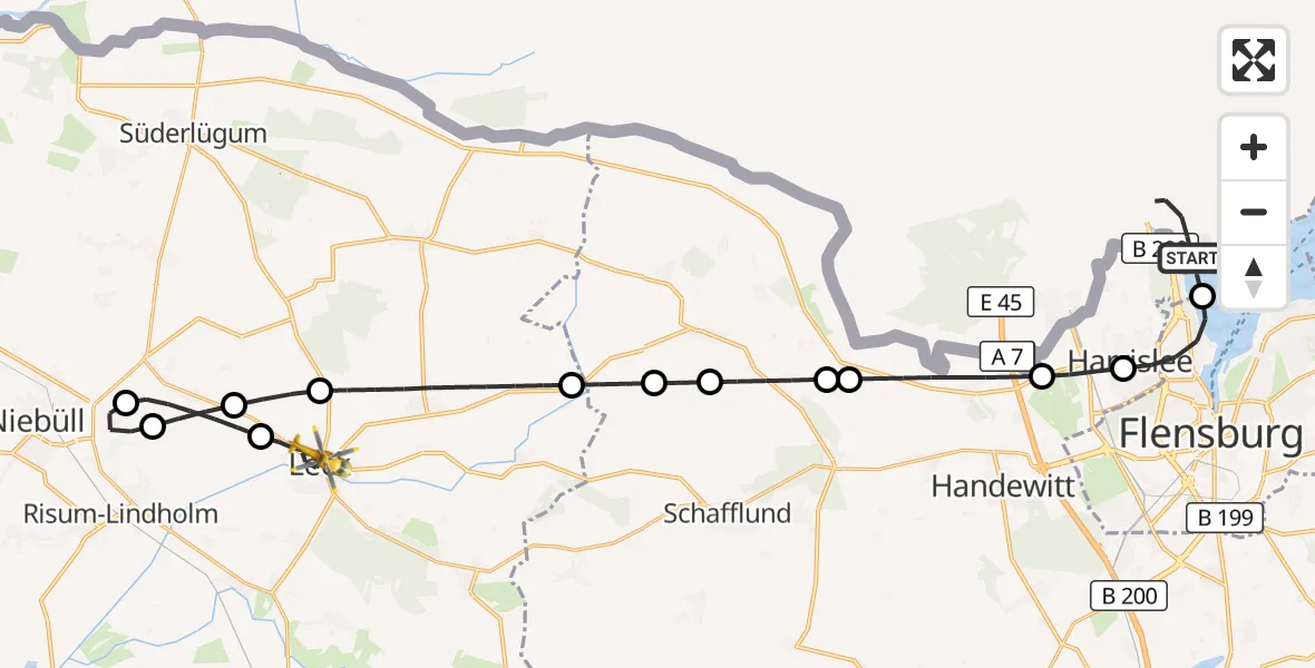 Flugroute Rettungshubschrauber Skomagerhuse - Leck, 21 April 2026, 18:44