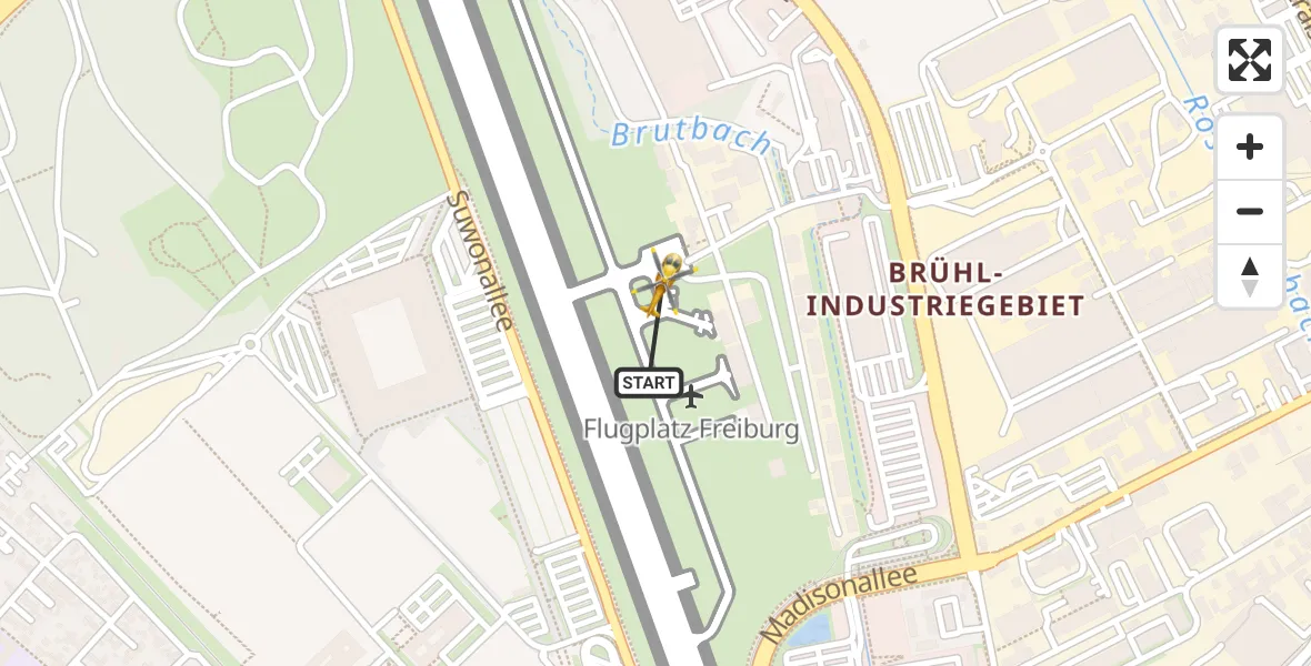 Flugroute Ambulanzhubschrauber Freiburg im Breisgau Flugplatz - Freiburg im Breisgau Flugplatz, 21 April 2026, 18:55