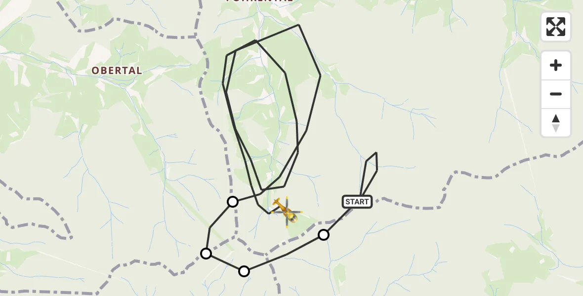 Flugroute Ambulanzhubschrauber Glottertal - Glottertal, 21 April 2026, 19:44